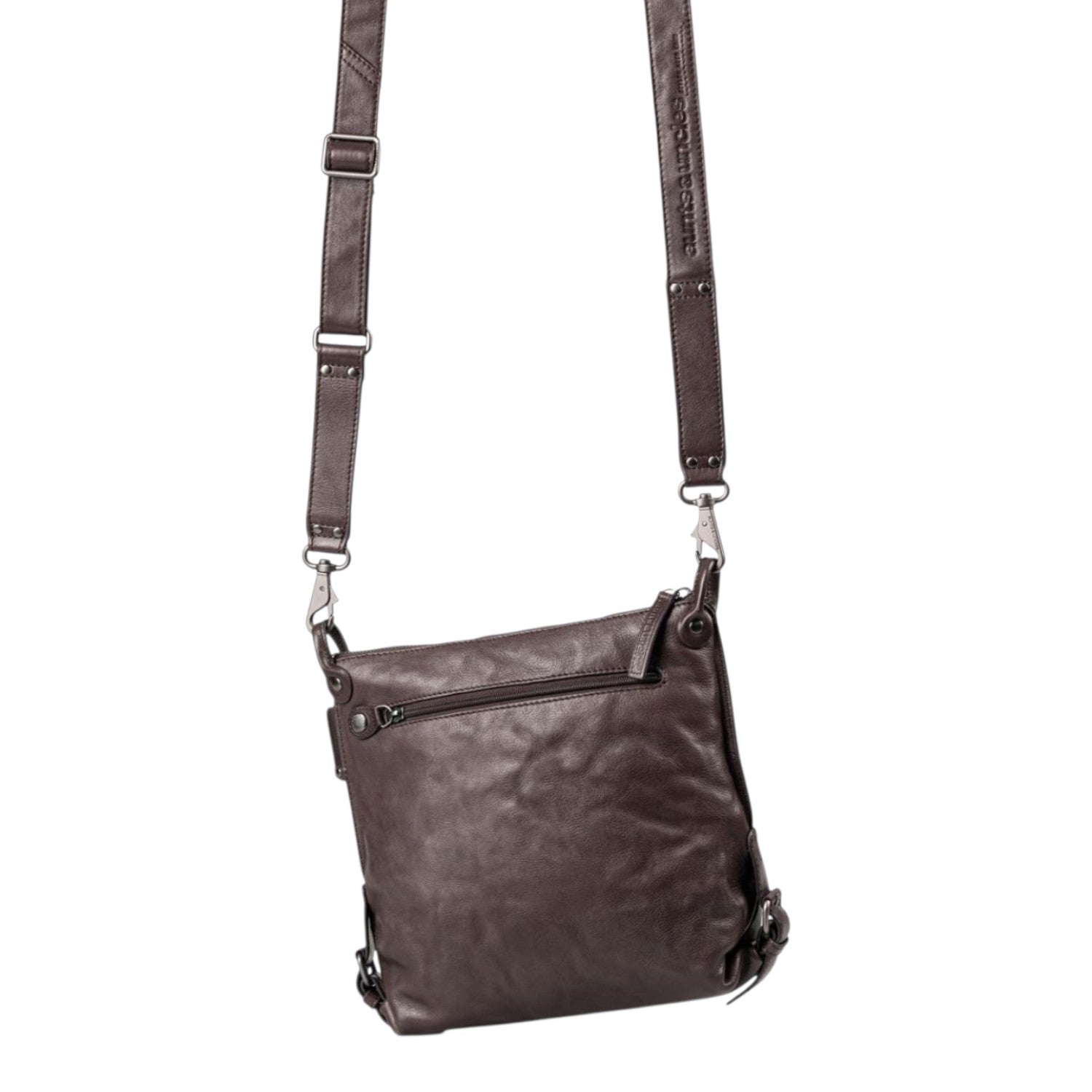 Lieblingstasche Mrs. Raisin Cookie dark brown leather crossbody bag with adjustable strap and back zipper pocket
