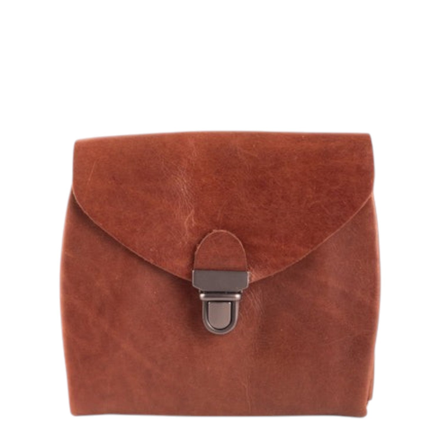 Lieblingstasche brown leather fold wallet with metal clasp closure.