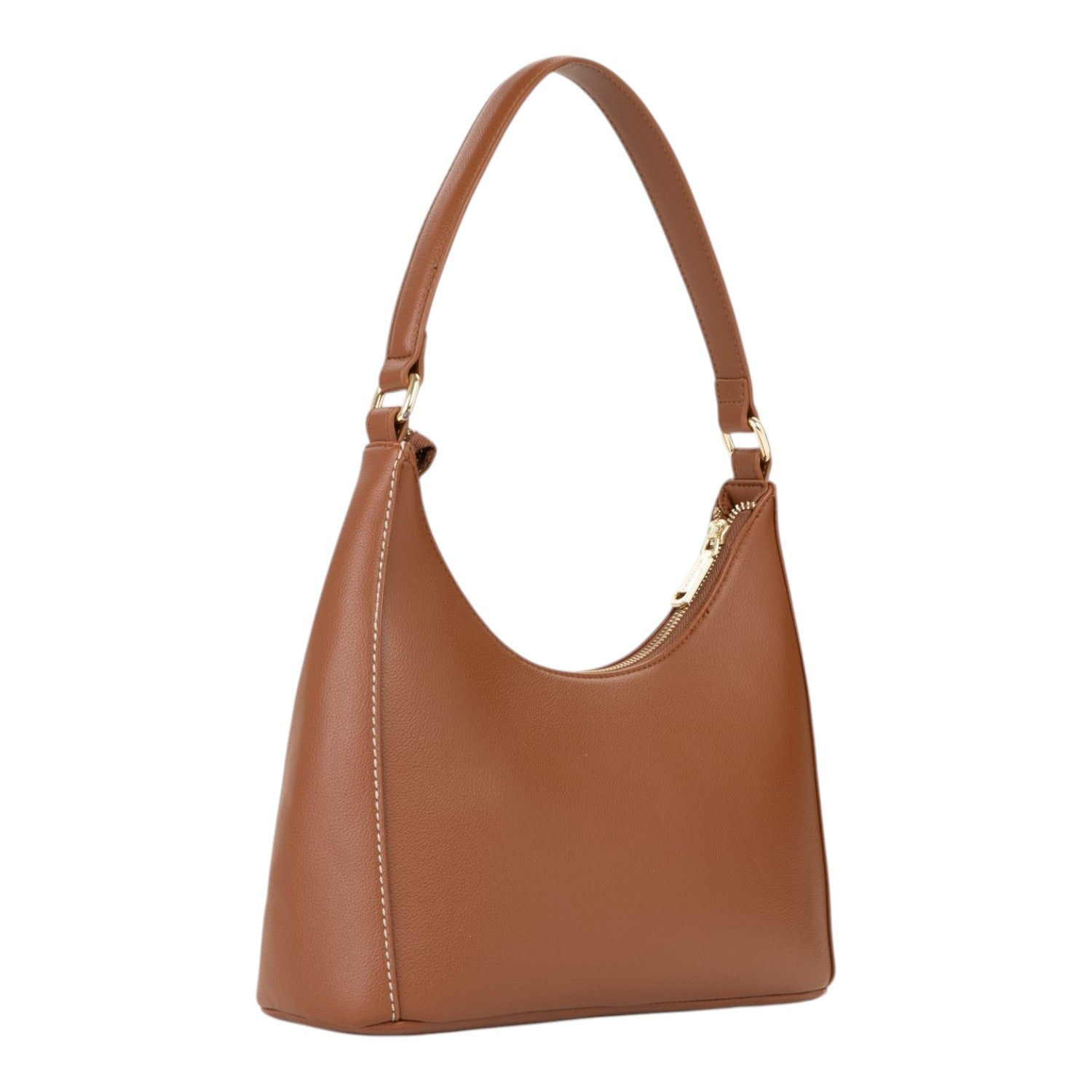 Lieblingstasche Aury Re brown leather hobo bag with a single strap and gold zipper detail.