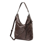 Lieblingstasche Mrs. Banoffee Pie dark brown leather hobo bag with adjustable shoulder strap and side zipper pocket