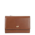 Lieblingstasche Alice Geldbörse M 15CS in brown leather with a gold bull logo emblem on the front flap