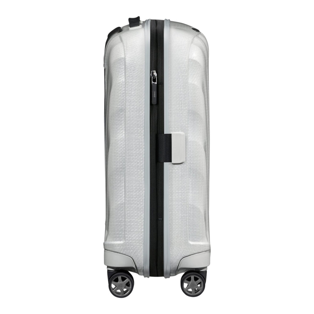 Lieblingstasche C-Lite Spinner 55/20 Exp carry-on suitcase in off-white with a textured hard shell and side view