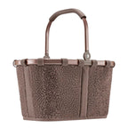 Lieblingstasche Carrybag shopping basket in brown teddy fleece fabric with a sturdy aluminium handle