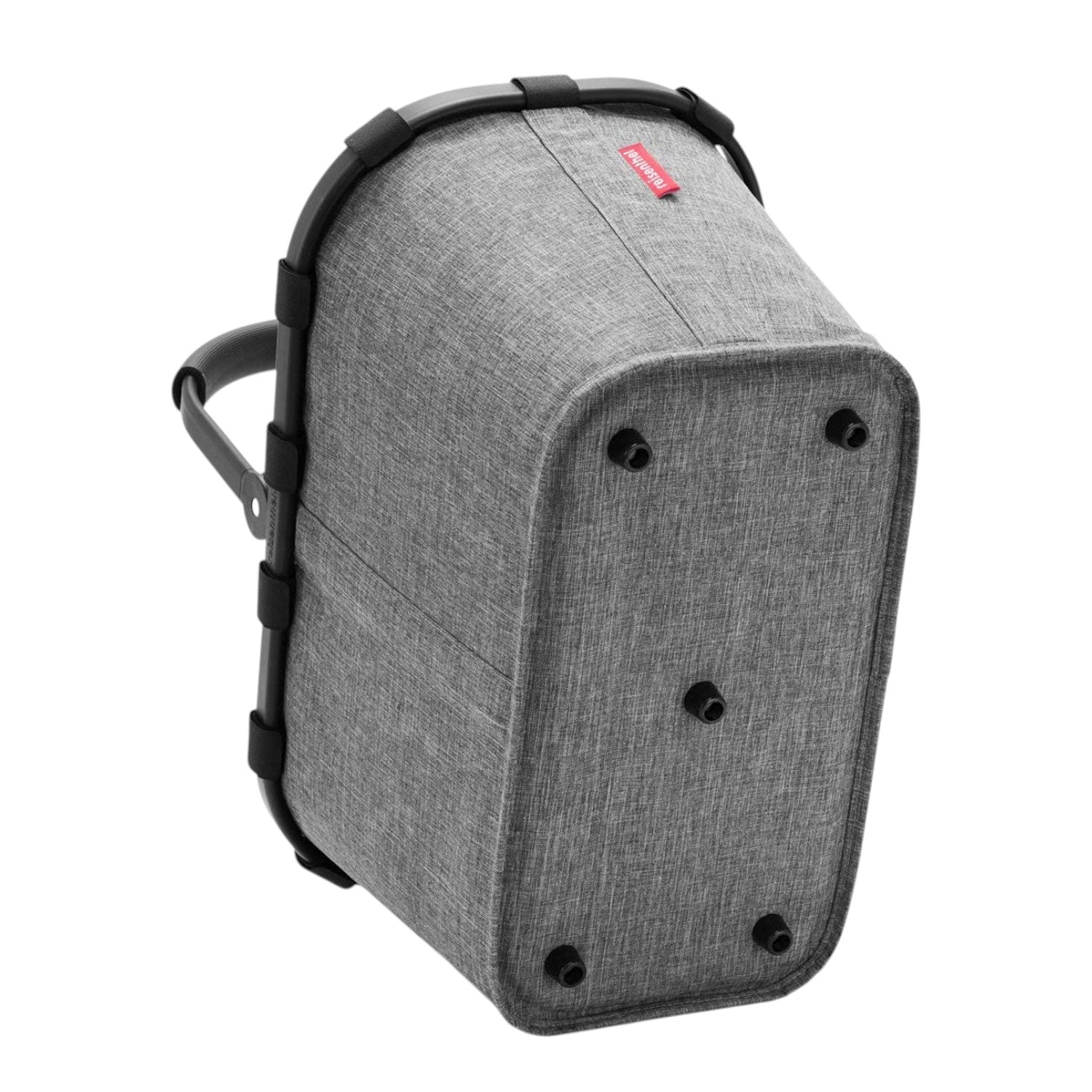 Lieblingstasche Carrybag shopping basket in grey fabric with a sturdy black aluminium handle and feet on the base