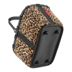 Lieblingstasche Carrybag XS shopping basket in a brown and black leopard print pattern with a sturdy black base