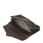 Lieblingstasche Charlene dark brown leather wallet with a snap button closure and zippered interior compartment