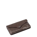 Lieblingstasche Charlene dark brown leather wallet with a flap closure and snap button detail