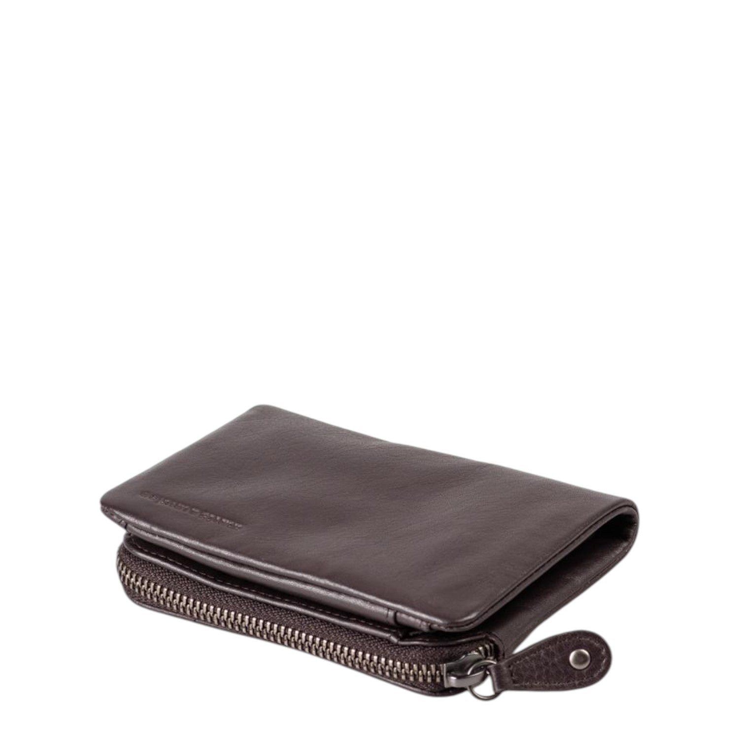 Lieblingstasche Cherry dark brown leather wallet with a secure wrap-around zipper closure