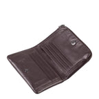 Lieblingstasche Cherry brown leather wallet with card slots and snap button closure, open view