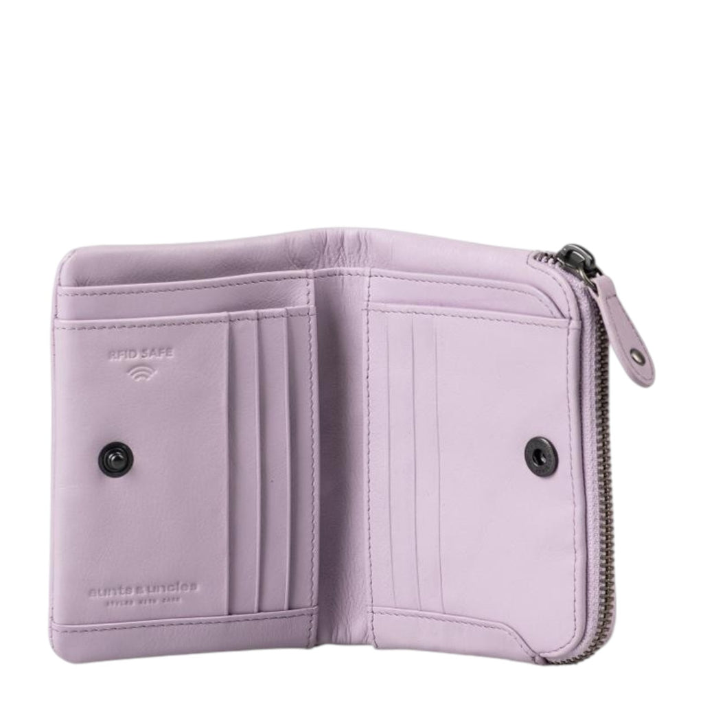 Lieblingstasche Cherry open lilac leather wallet with RFID protection and card slots