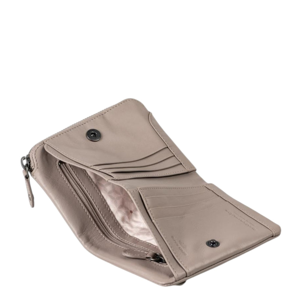 Lieblingstasche Cherry taupe leather wallet with card slots and a zippered coin compartment