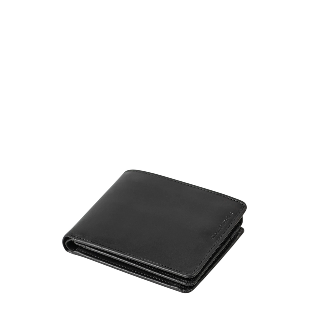 Lieblingstasche Clay black leather bi-fold wallet with minimalist design on a white background
