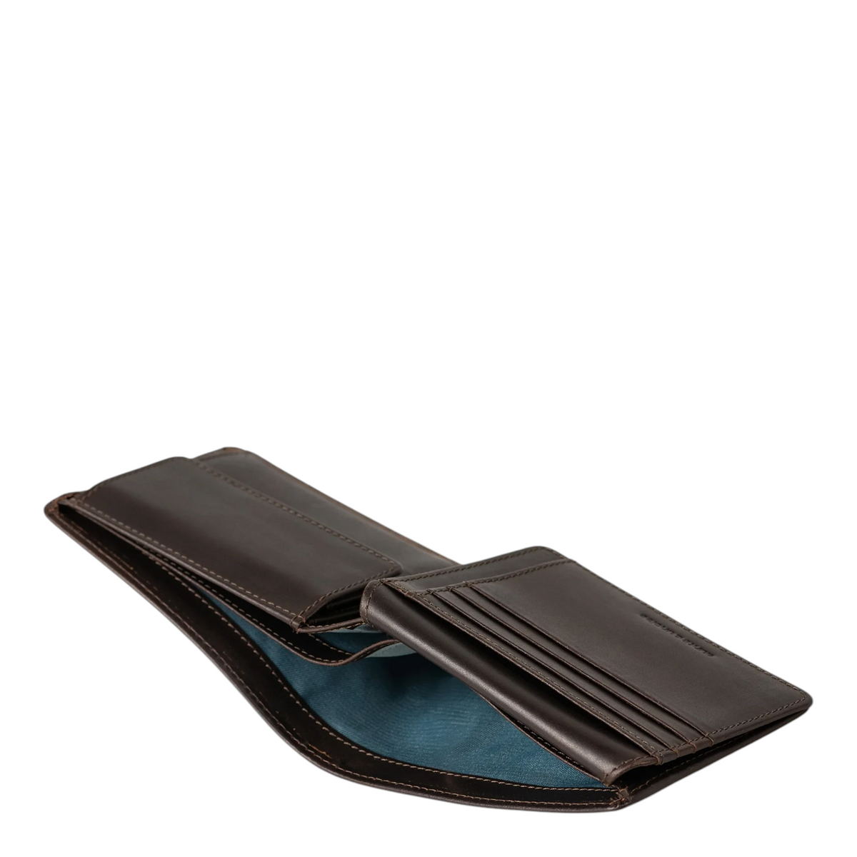 Lieblingstasche Clay brown leather wallet with blue interior lining and multiple card slots