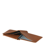 Lieblingstasche Clay brown leather bifold wallet with contrast stitching and blue interior lining