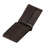 Lieblingstasche Clay brown leather bifold wallet with card slots and coin pocket open on a white background