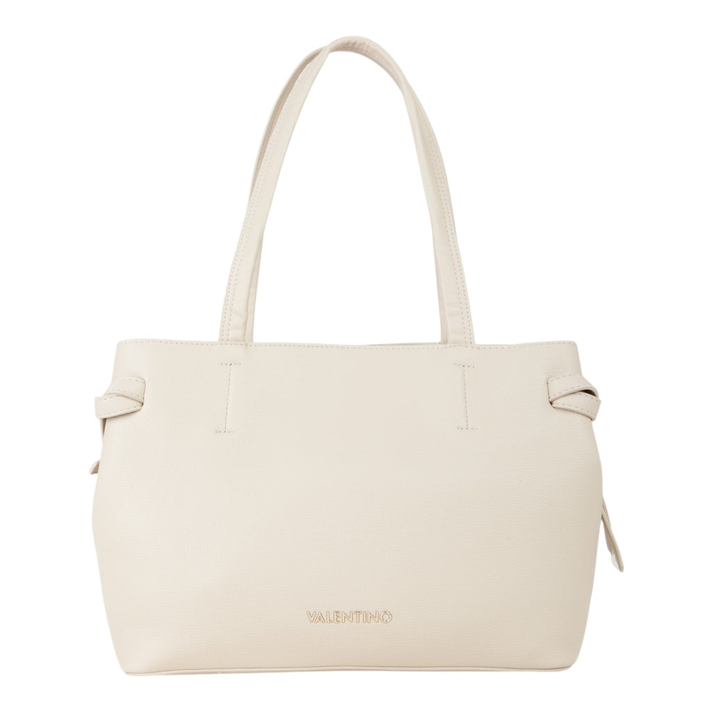 Lieblingstasche cream pebbled leather tote bag with gold logo and tie details.