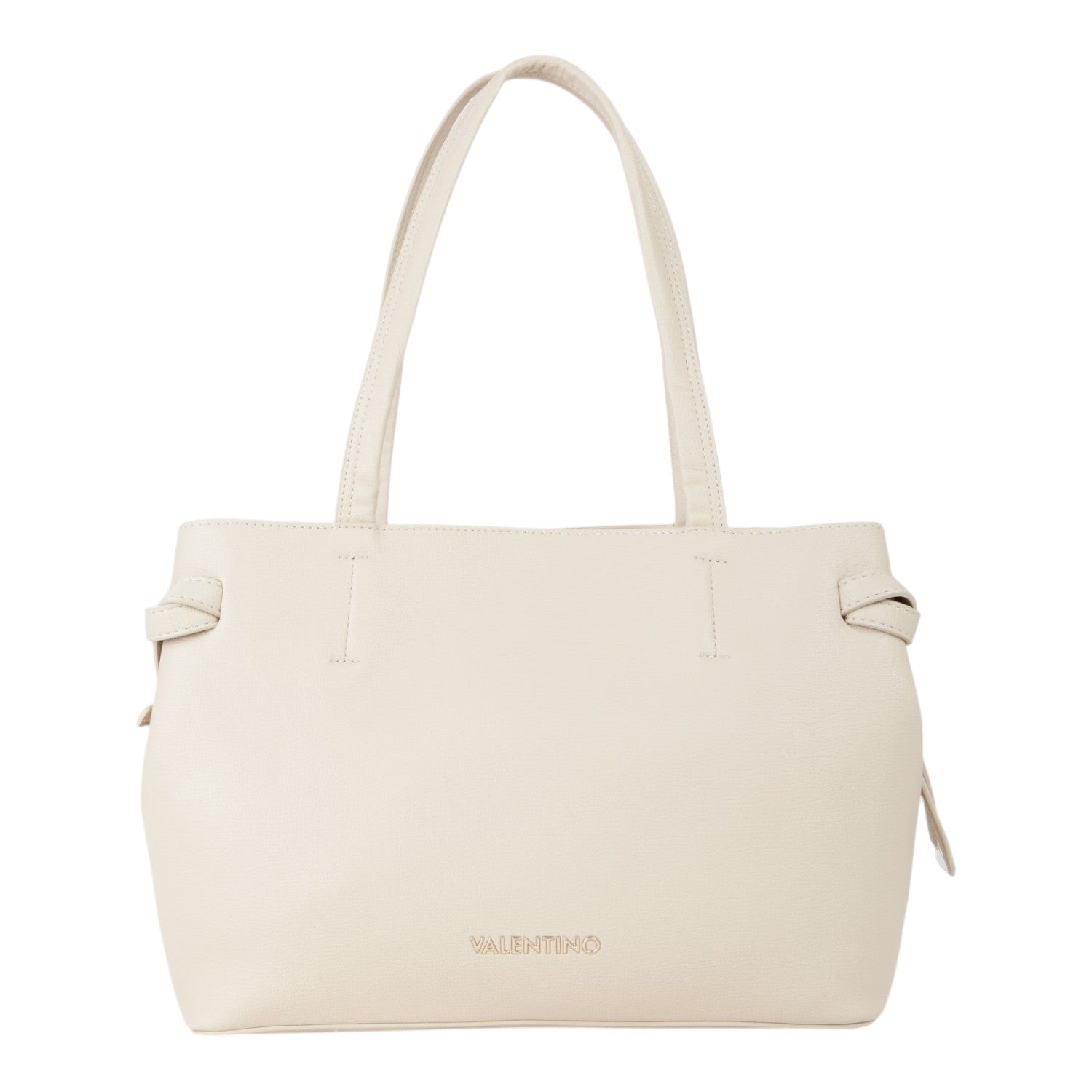 Lieblingstasche cream pebbled leather tote bag with gold logo and tie details.