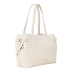 Lieblingstasche cream leather tote bag with knotted side details and gold logo