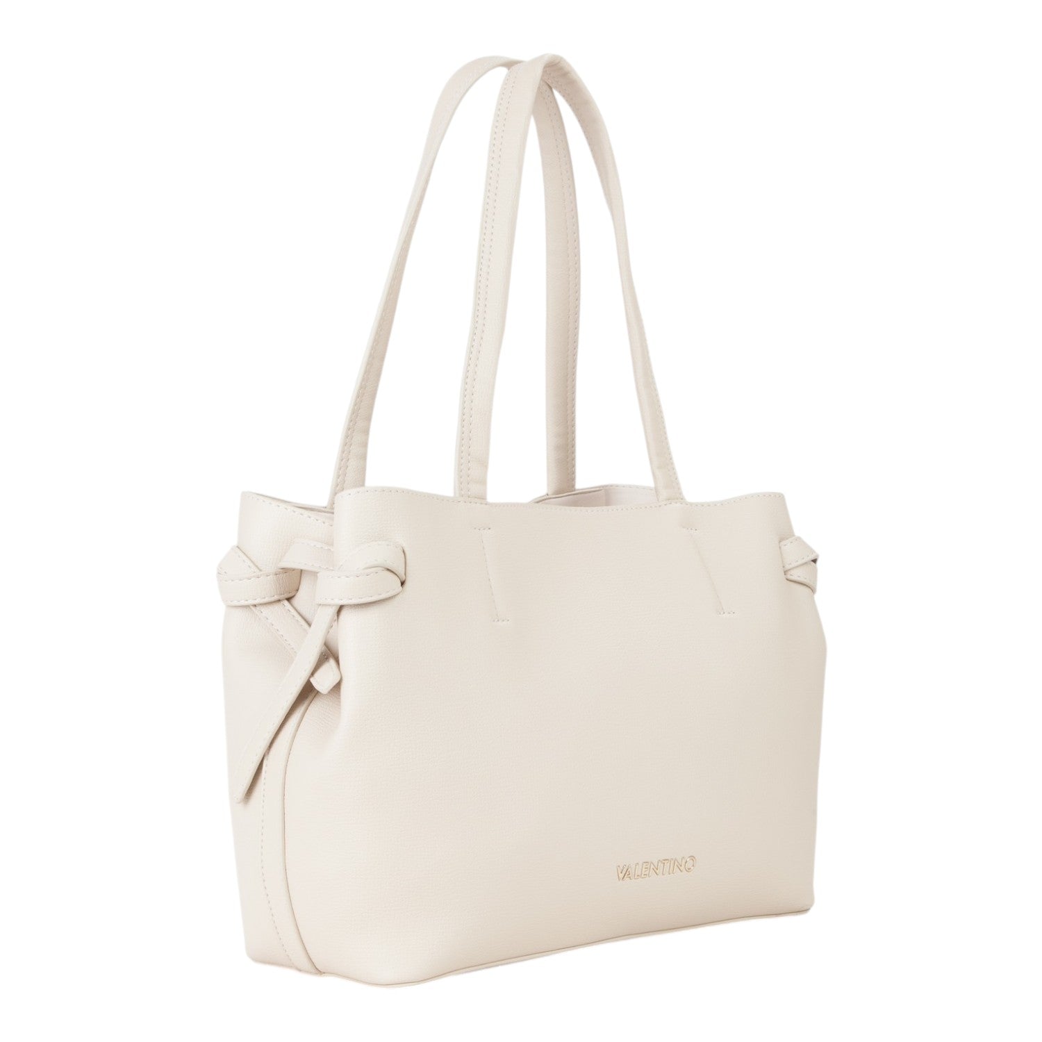 Lieblingstasche cream leather tote bag with knotted side details and gold logo