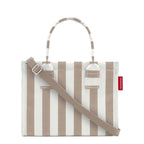 Lieblingstasche Daily Shopper XS in beige and white vertical stripes with dual handles and an adjustable shoulder strap