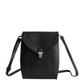 Lieblingstasche dark blue leather fold-over flap crossbody bag with silver clasp.