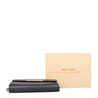 Lieblingstasche dark blue leather purse with silver clasp and box