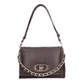 Lieblingstasche Crossbody L bag in dark brown pebbled leather with a gold chain accent and logo clasp