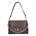Lieblingstasche Crossbody L bag in dark brown pebbled leather with a gold chain accent and logo clasp