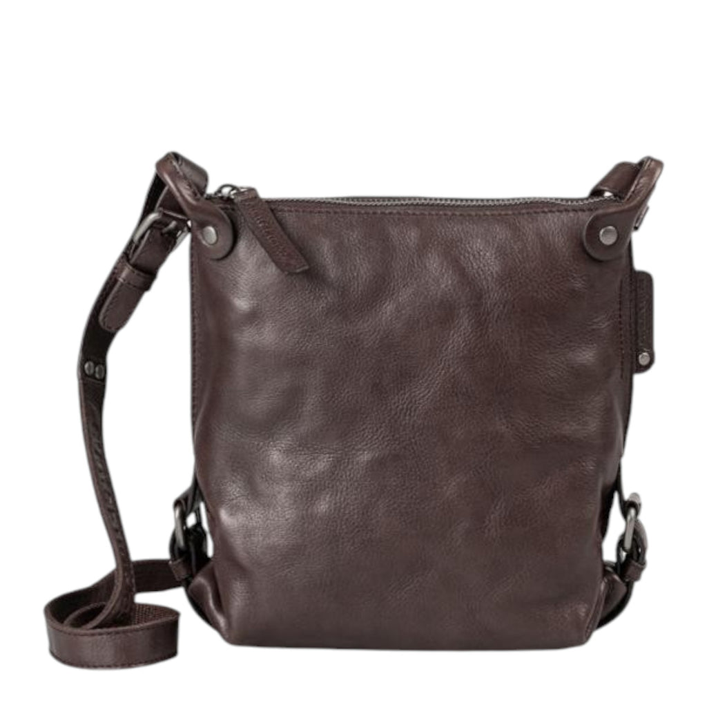 Lieblingstasche Mrs. Chocolate Cookie dark brown leather crossbody bag with a zip closure and adjustable strap
