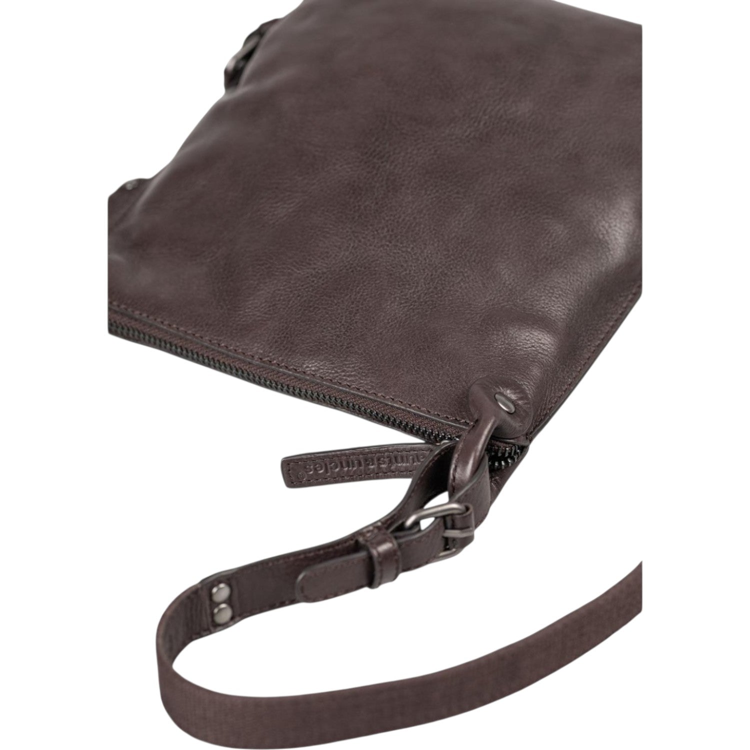 Lieblingstasche Mrs. Chocolate Cookie dark brown leather crossbody bag with adjustable strap and zipper closure