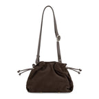 Lieblingstasche Cool Companion Suede S dark brown suede leather drawstring handbag with adjustable shoulder strap