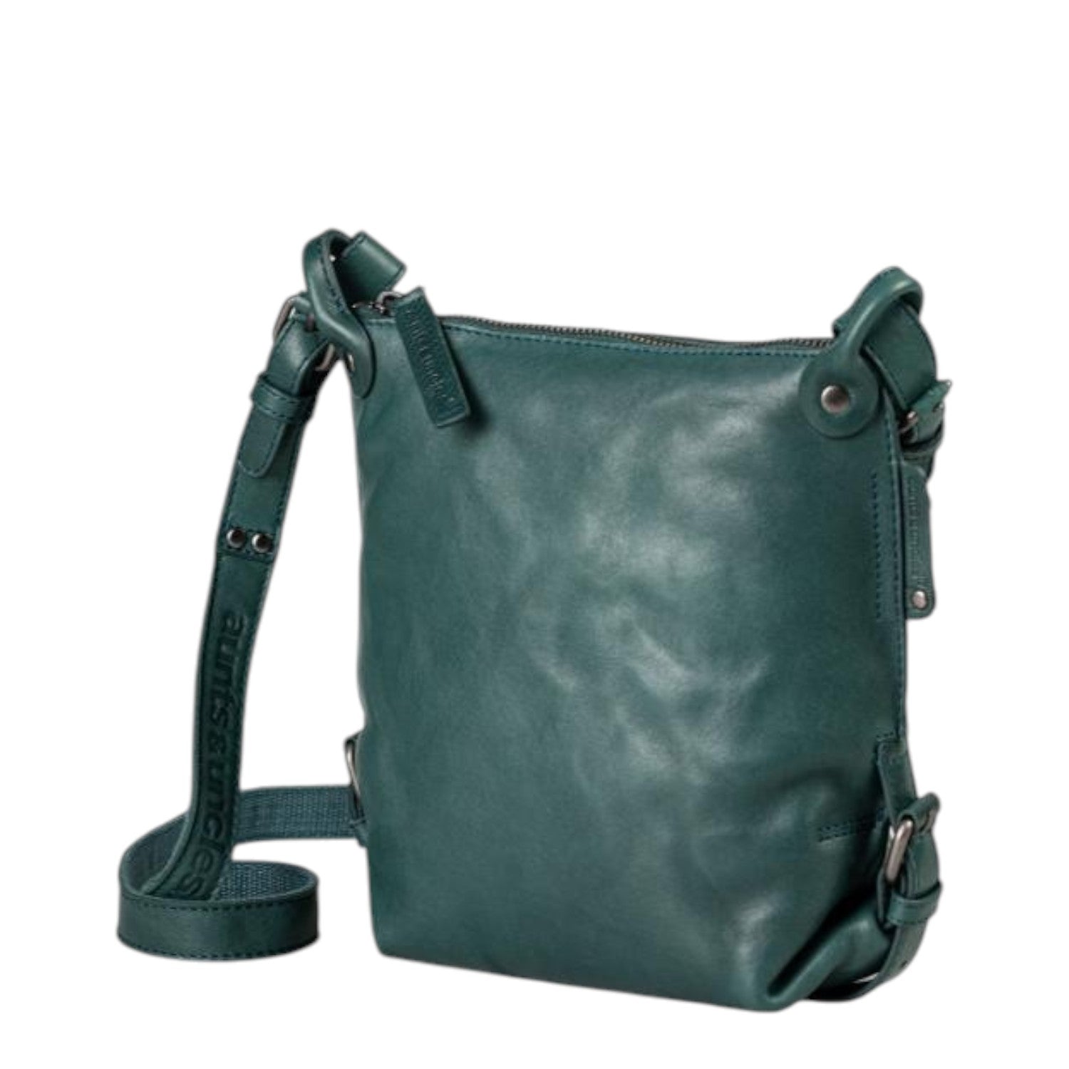 Lieblingstasche Mrs. Chocolate Cookie dark green leather crossbody bag with adjustable branded shoulder strap
