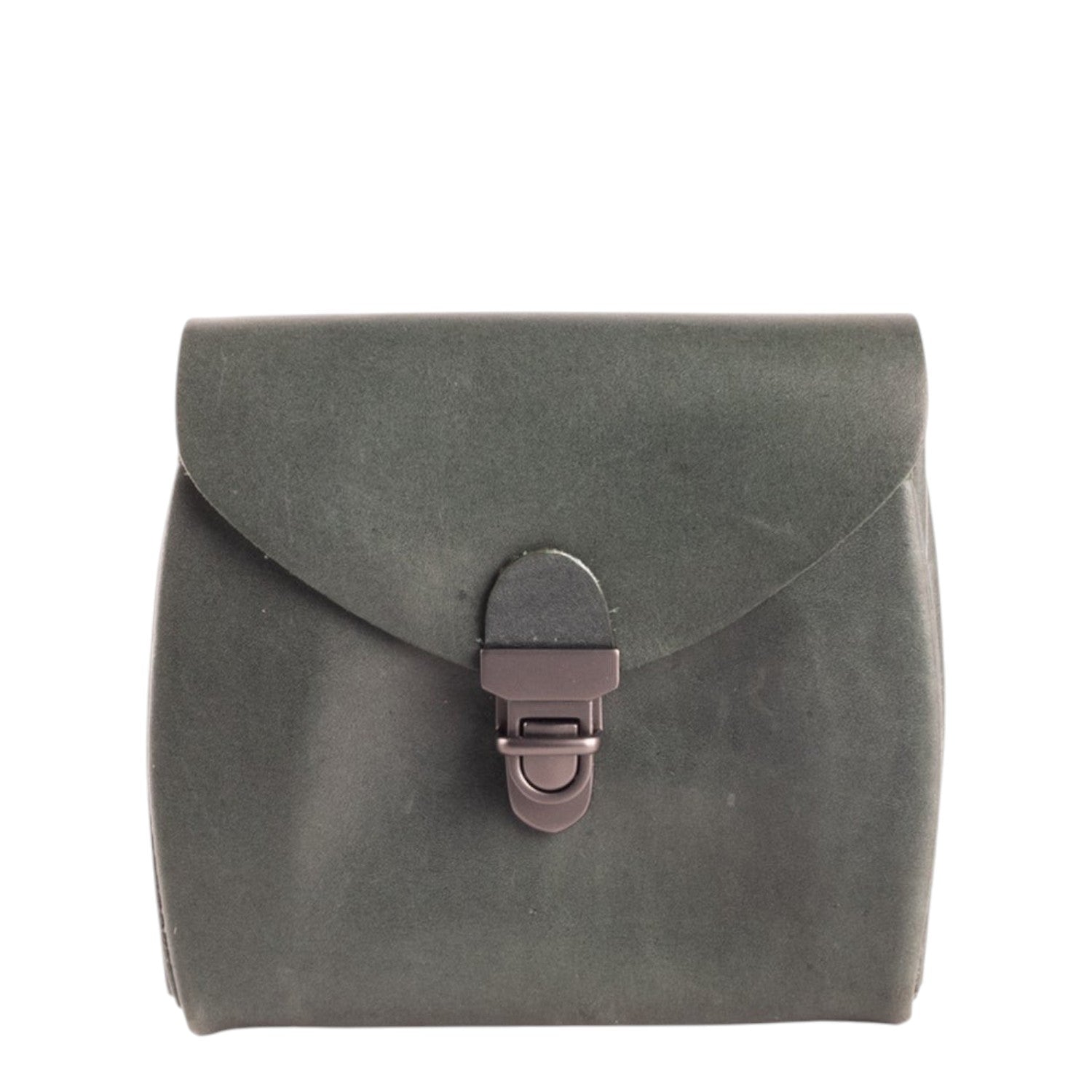 Lieblingstasche Fold Wallet S in dark green leather with a metal clasp closure.