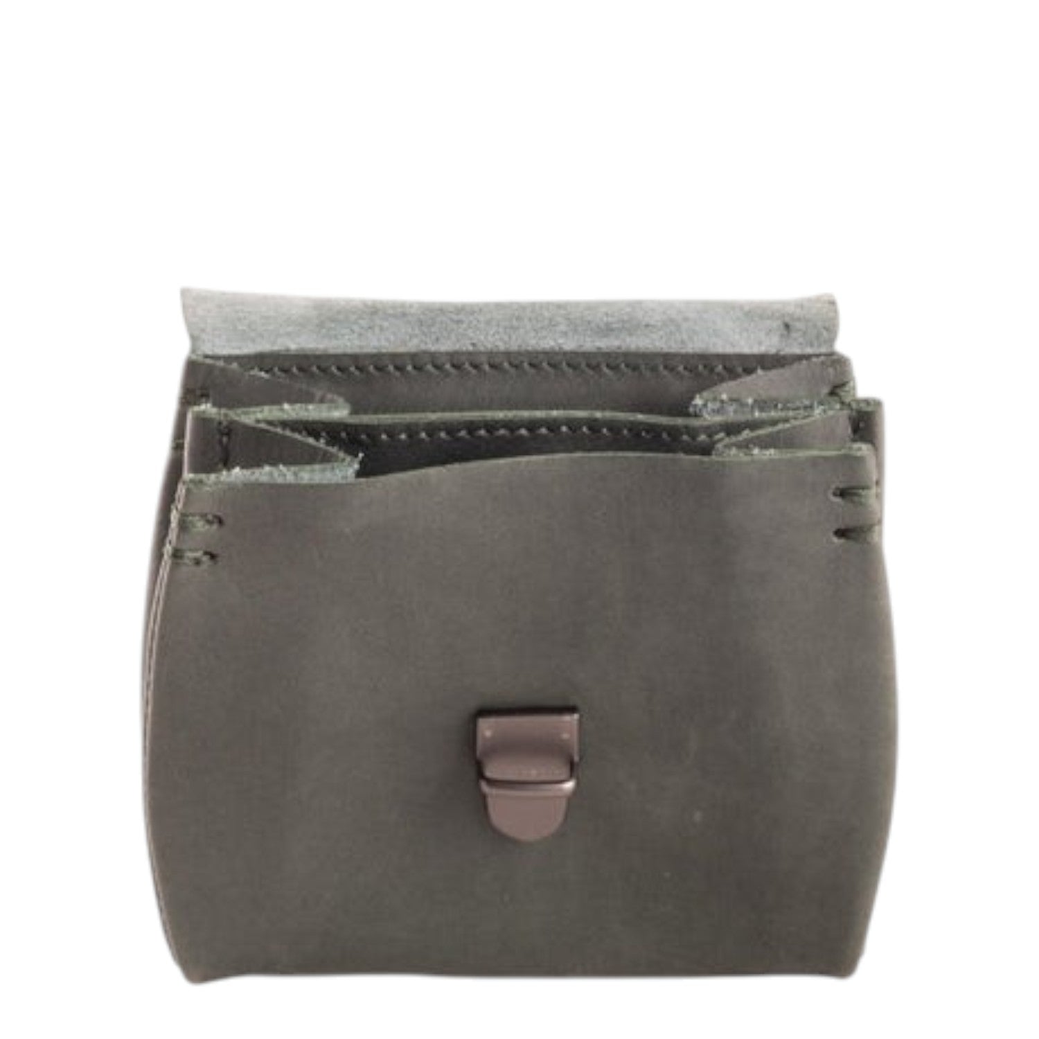 Lieblingstasche Fold Wallet S in dark grey leather with a metal clasp closure and visible stitching.