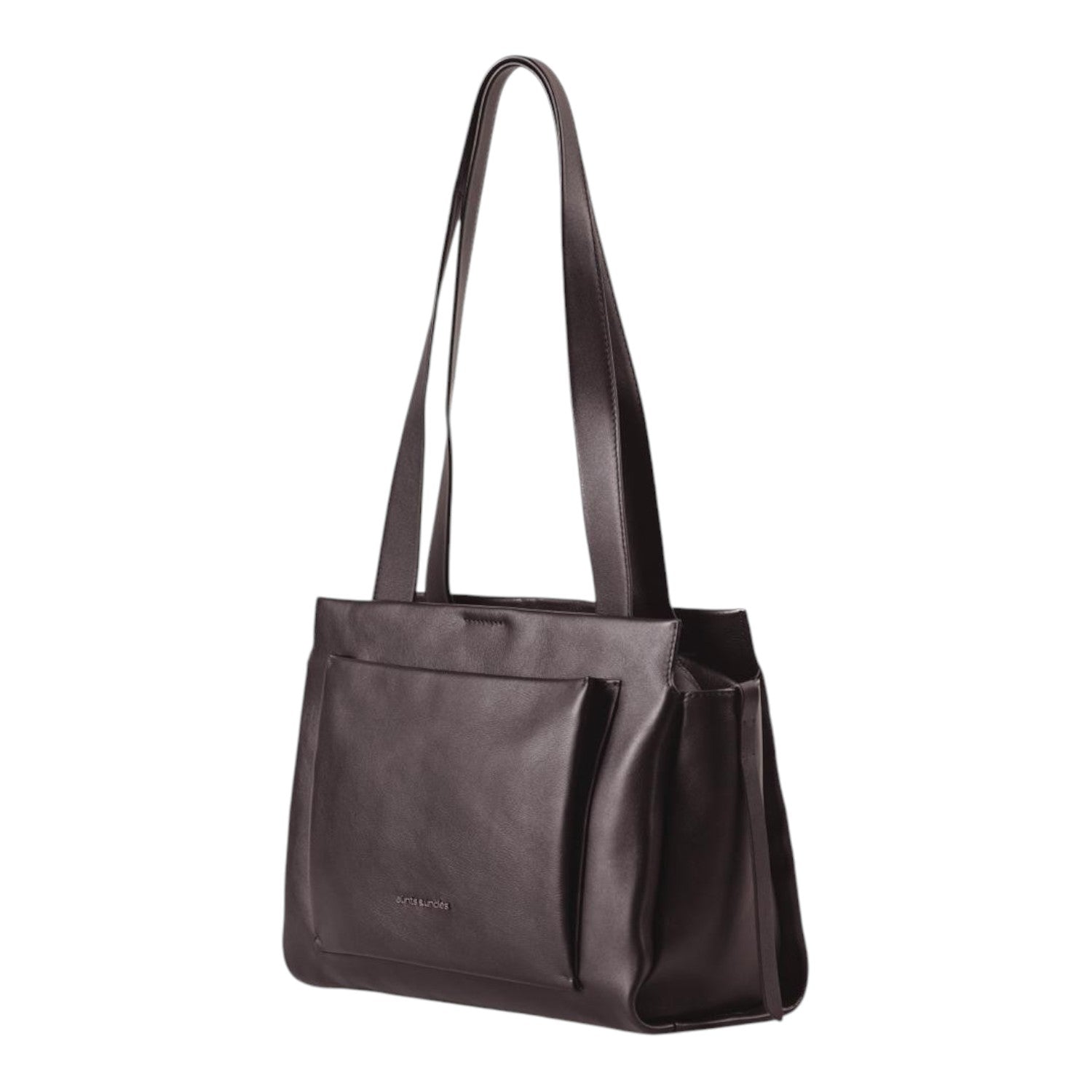 Lieblingstasche Dawn dark brown leather shoulder bag with a front pocket and long straps