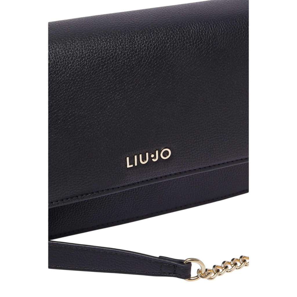 Lieblingstasche ECS Crossbody S in black pebbled leather with gold-tone metal logo and chain strap detail