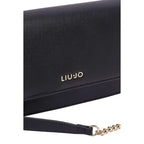 Lieblingstasche ECS Crossbody S in black pebbled leather with gold-tone metal logo and chain strap detail