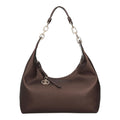 Lieblingstasche ECS Hobo S dark brown pebbled leather shoulder bag with silver chain strap and logo charm