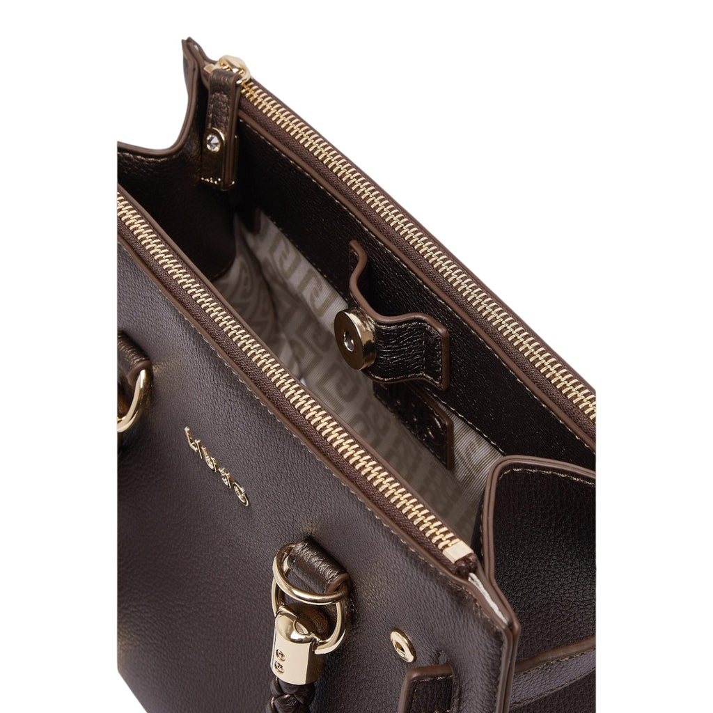 Lieblingstasche ECS Satchel S in dark brown leather with gold-tone hardware and magnetic snap closure