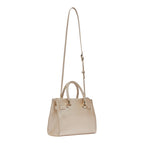 Lieblingstasche ECS Satchel S in metallic gold with braided top handles and an adjustable shoulder strap.