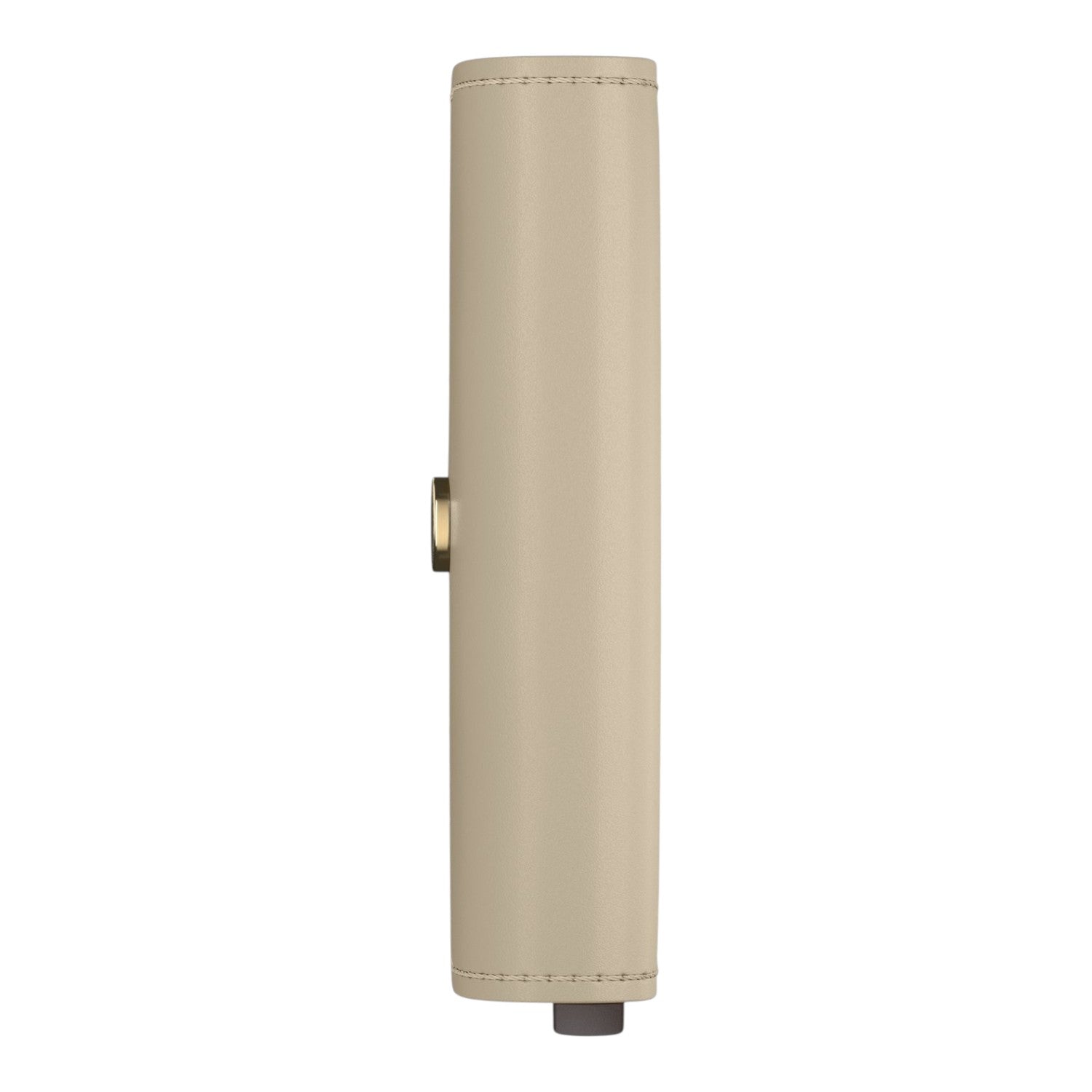 Side view of the Lieblingstasche Envelope Original clutch in beige leather with gold hardware detail