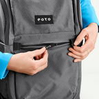 Lieblingstasche eoto Easy27 grey recycled daypack with diamond pattern texture and branded zipper pull detail