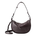 Lieblingstasche Fawn dark brown leather hobo bag with a crescent shape and decorative chain strap detail.