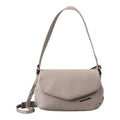 Lieblingstasche Fern taupe leather shoulder bag with a fold-over flap and adjustable strap