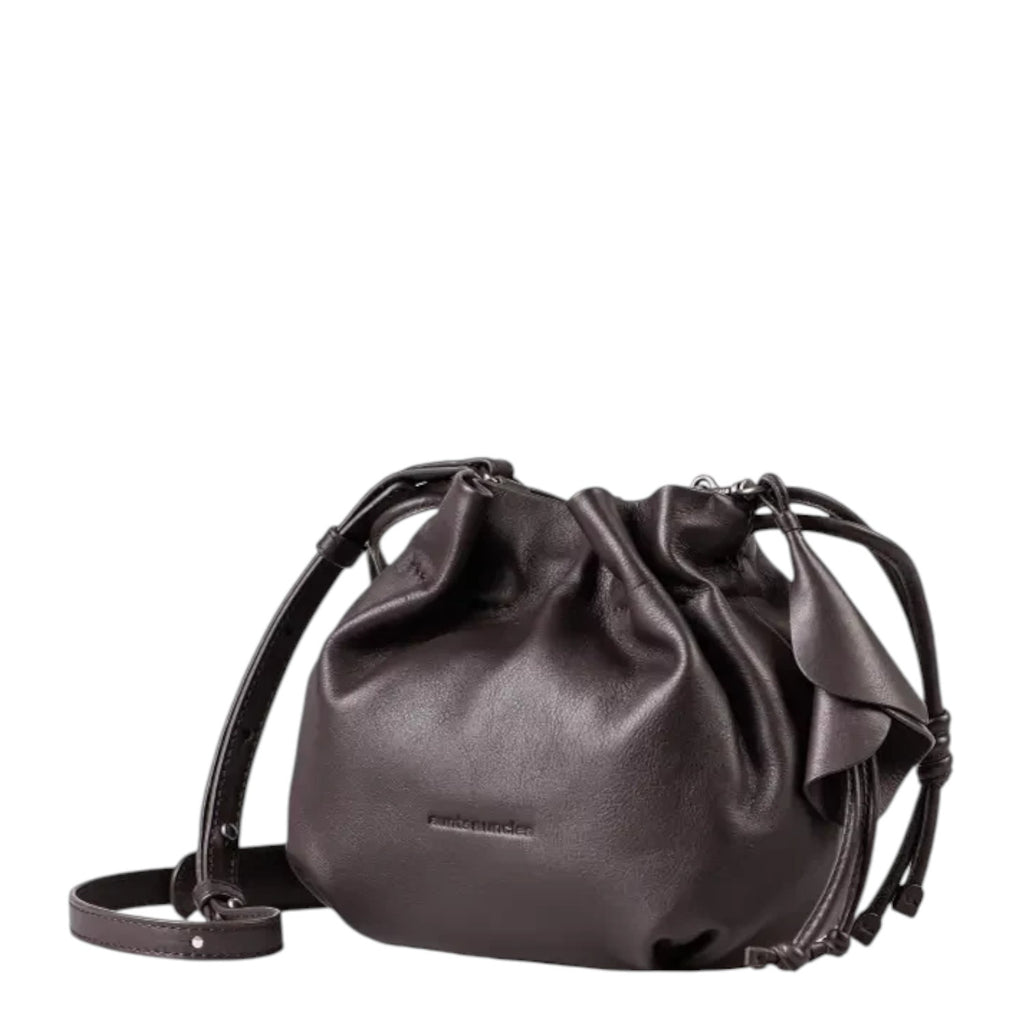 Lieblingstasche Fleur dark brown leather drawstring pouch bag with a soft gathered design and adjustable strap