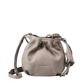 Lieblingstasche Fleur taupe leather drawstring bucket bag with adjustable shoulder strap