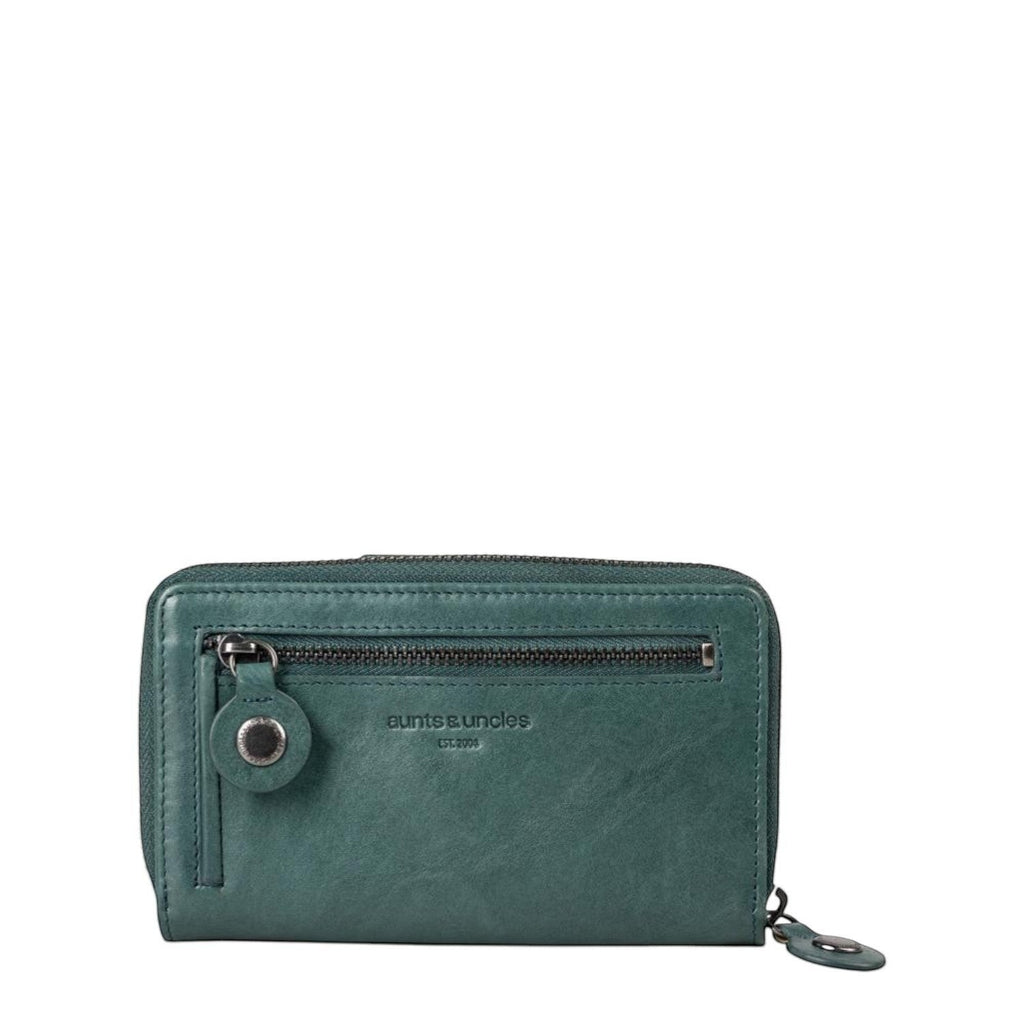 Lieblingstasche Francis dark green leather wallet with front zipper pocket and embossed logo detail