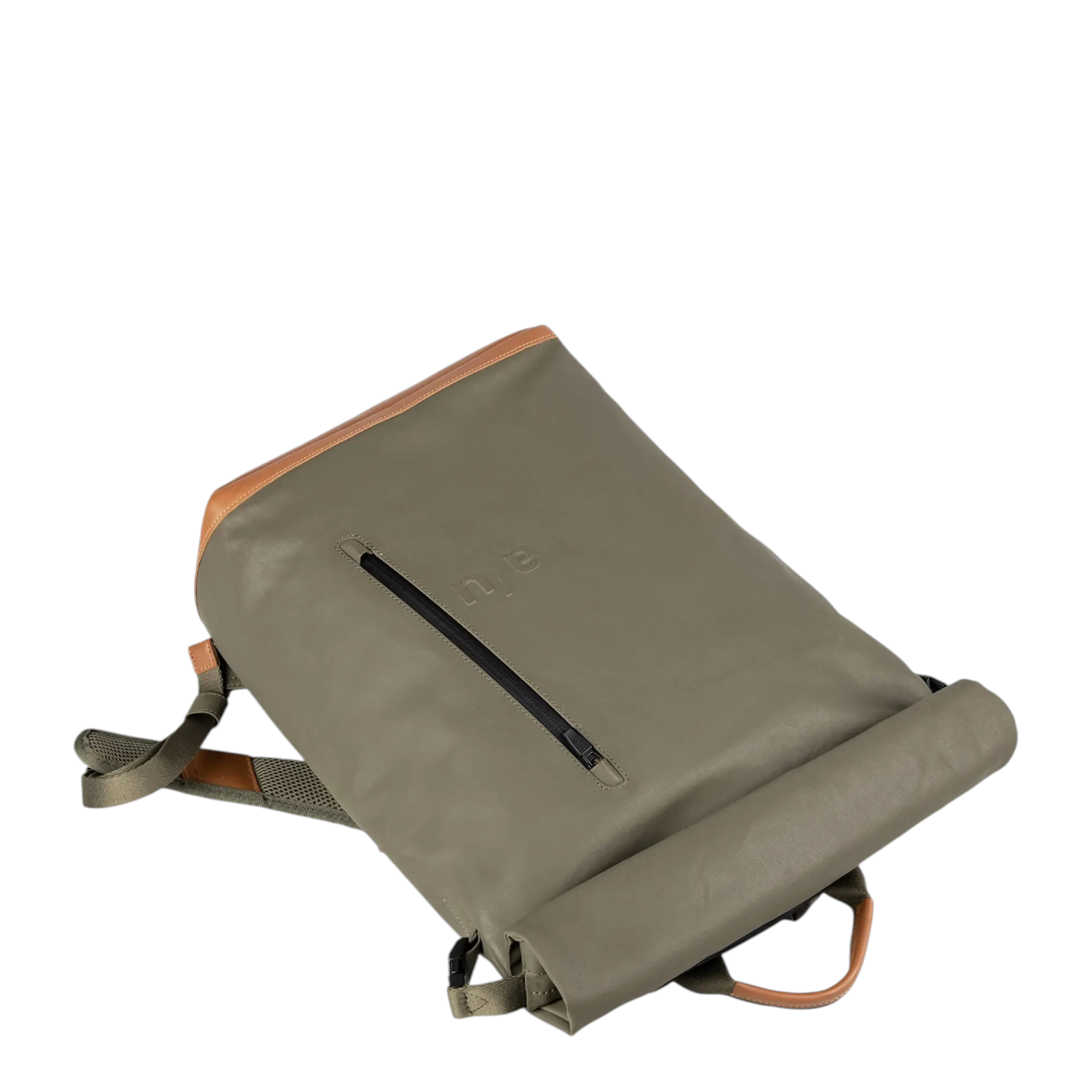 Lieblingstasche a/u by aunts & uncles Fukui rolltop backpack in olive green coated canvas with leather details