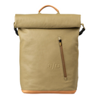 Lieblingstasche a/u by aunts & uncles Fukui rolltop backpack in beige coated canvas with leather details