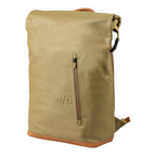 Lieblingstasche a/u by aunts & uncles Fukui rolltop backpack in olive green coated canvas with leather details.